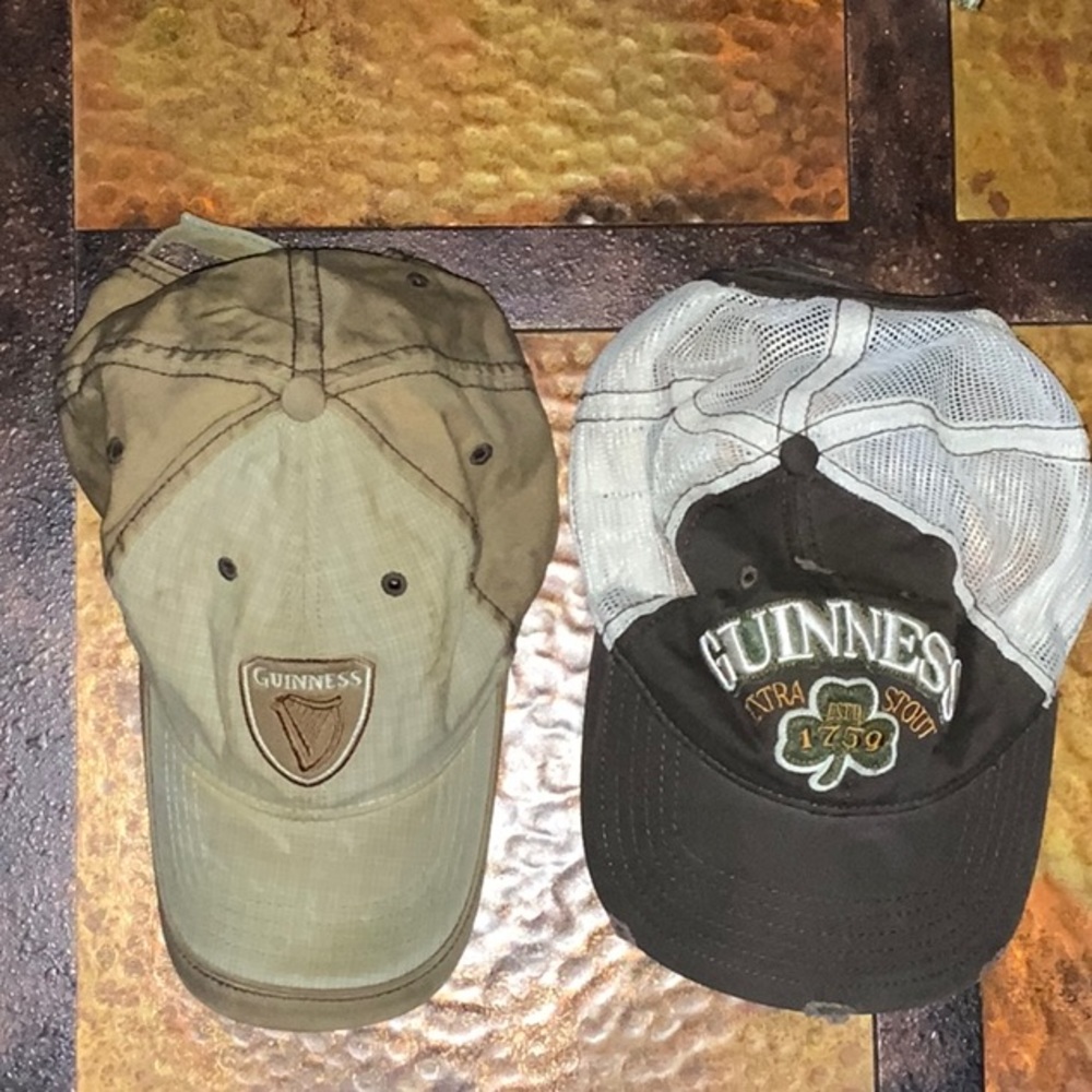 Two Guinness Ball Caps Distressed Style Adjustable - Picture 2 of 11